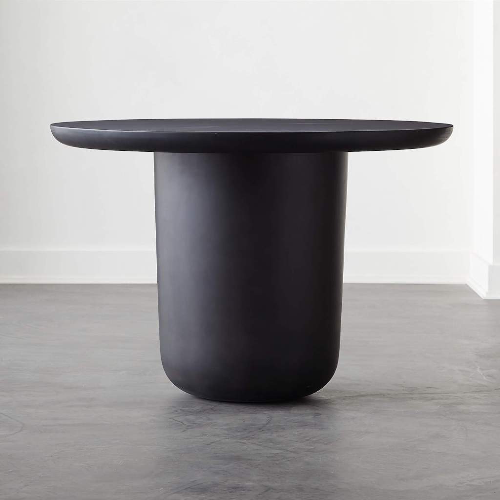 dining table cb2 round concrete black